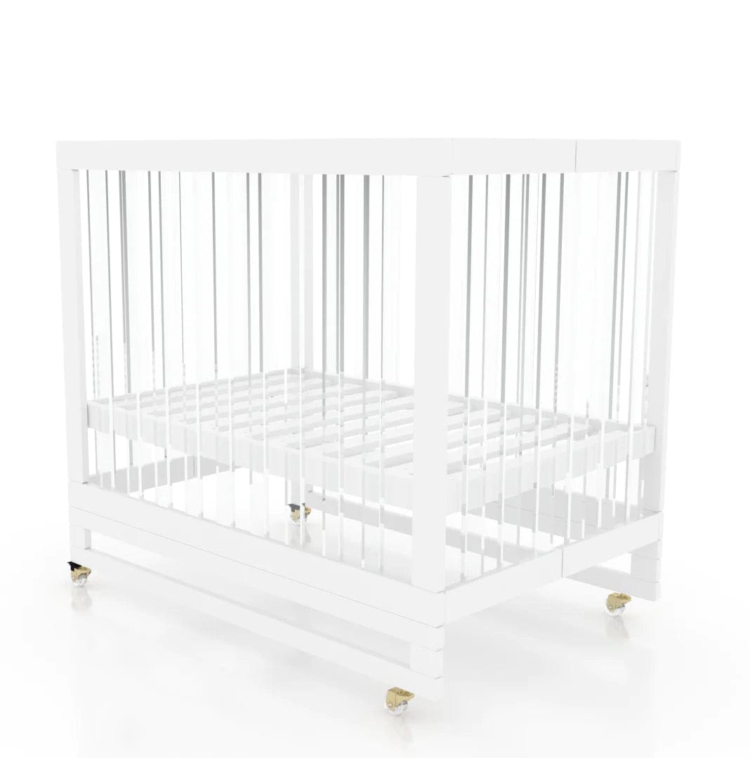 Melo Caress Foldable Crib - White / Gold / Acrylic - MMCWA671