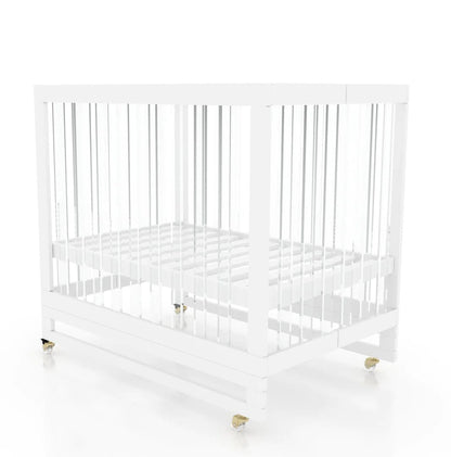Melo Caress Foldable Crib - White / Gold / Acrylic - MMCWA671