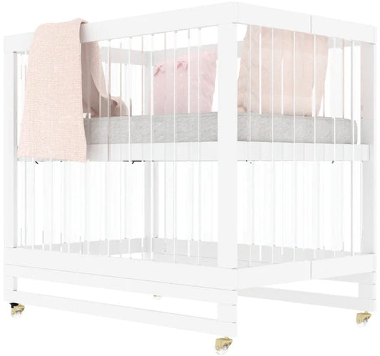 Melo Caress Foldable Crib - White / Gold / Acrylic - MMCWA671