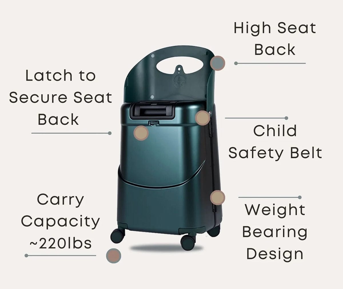 MiaMily Carry On Luggage - Mist Grey - LUG2018LG