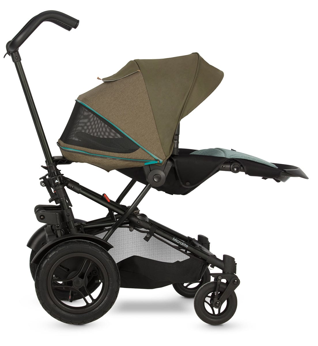 Micralite TwoFold Double Stroller + Bassinet - Evergreen - ML211-EGUS