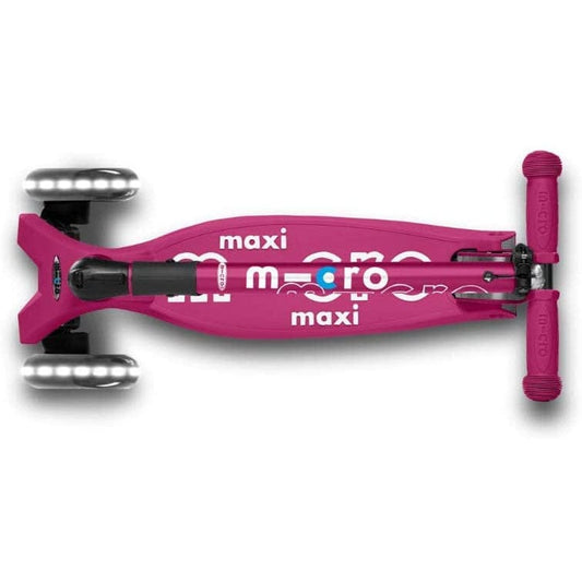 Micro Kickboard Maxi Deluxe Foldable LED Scooter - Berry Red - MMD095