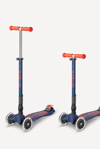 Micro Kickboard Maxi Deluxe Foldable LED Scooter - Navy Blue / Red - MMD133