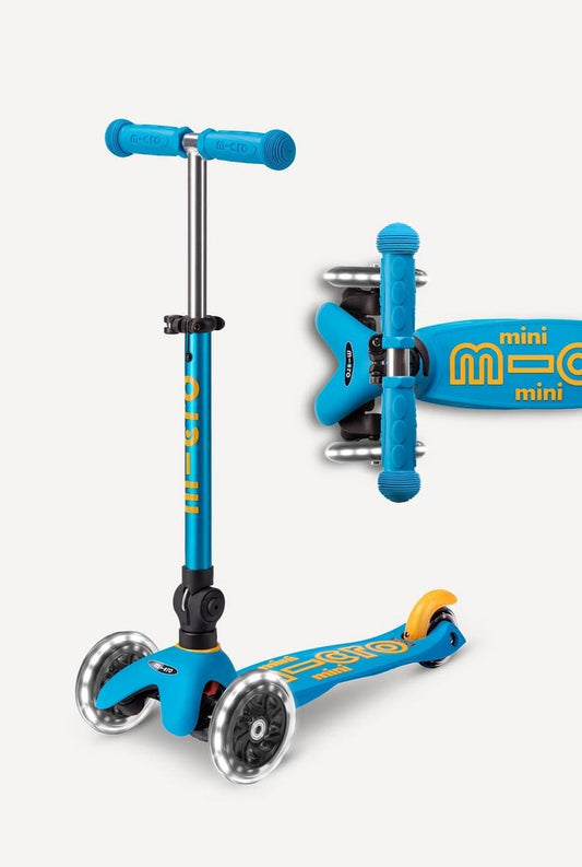Micro Kickboard Micro Mini Deluxe Foldable LED Scooter - Ocean Blue - MMD200