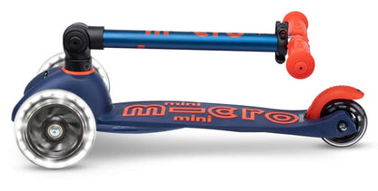 Micro Kickboard Micro Mini Foldable LED Scooter (2-5 Years) - Navy Blue - MMD196