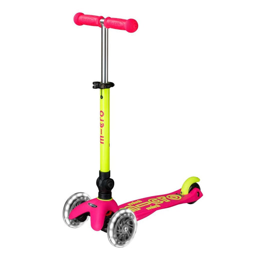 Micro Kickboard Micro Mini Foldable LED Scooter (2-5 Years) - Neon Flamingo Pink / Yellow - MMD243