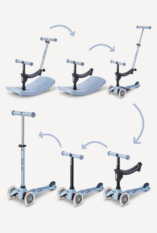 Micro Kickboard Mini Deluxe Rock & Go LED Scooter - Ocean Slate - MMD388