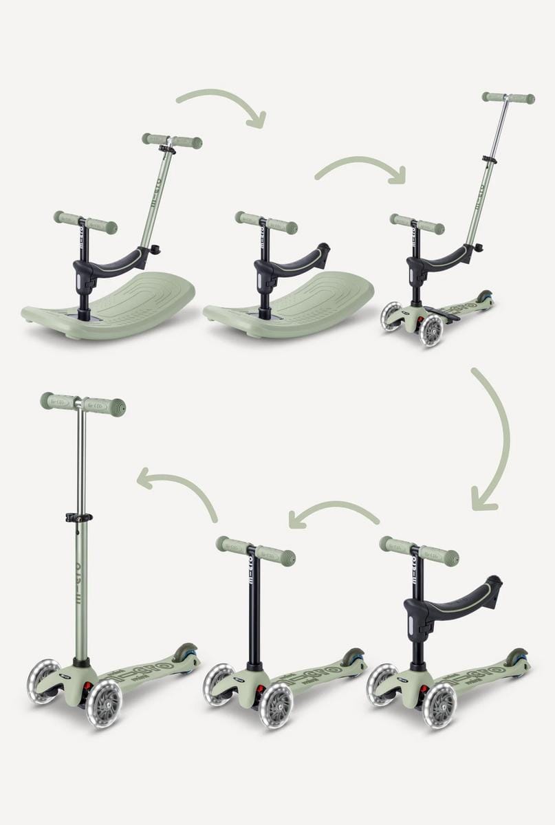 Micro Kickboard Mini Deluxe Rock & Go LED Scooter - Olive Sage - MMD385