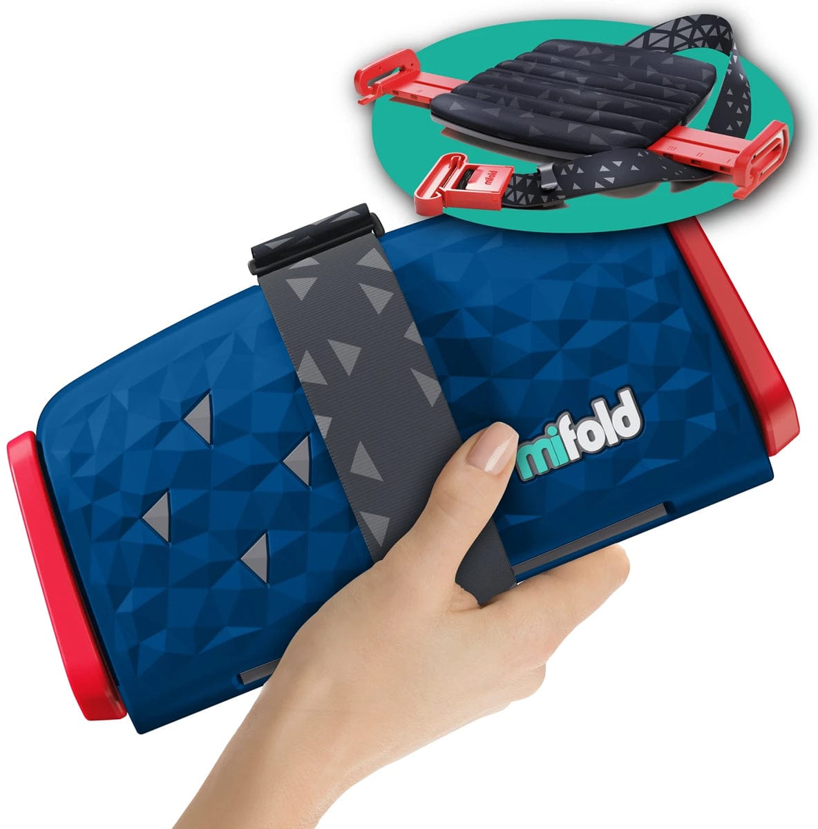 Mifold Comfort Grab-and-Go Backless Belt Positioning Booster Car Seat - Ocean Blue - MF12-US-BLU-B2C