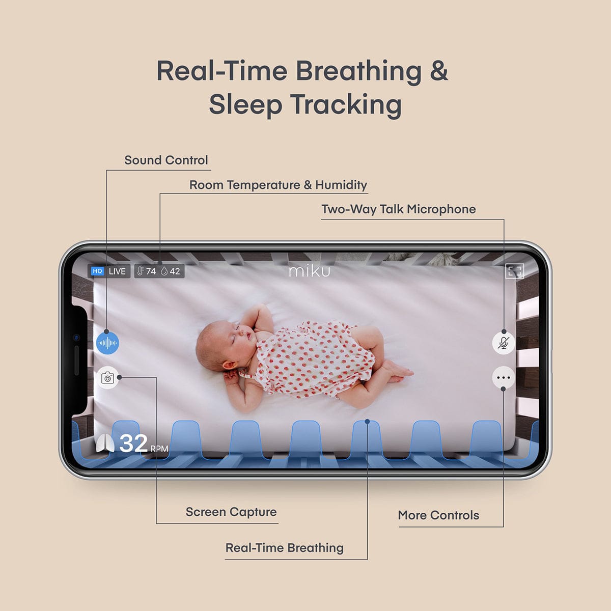 Miku Pro Smart Baby Monitor with Wall Mount Kit - mp-101a1ca