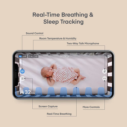Miku Pro Smart Baby Monitor with Wall Mount Kit - mp-101a1ca
