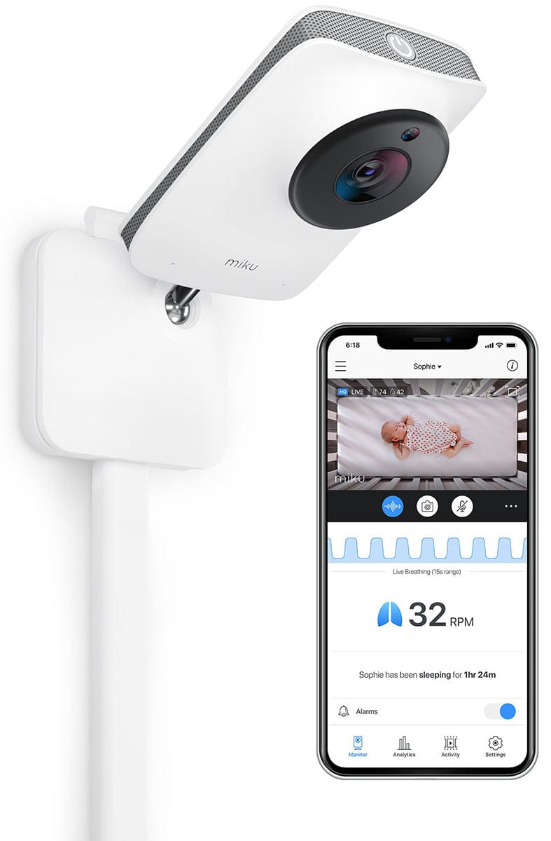 Miku Pro Smart Baby Monitor with Wall Mount Kit - mp-101a1ca