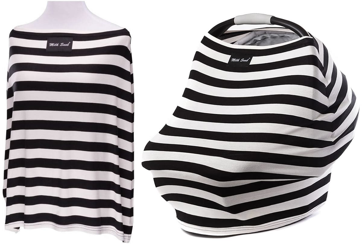 Milk Snob Infant Car Seat & Nursing Cover - Black/White - MS-BWSTRIPE