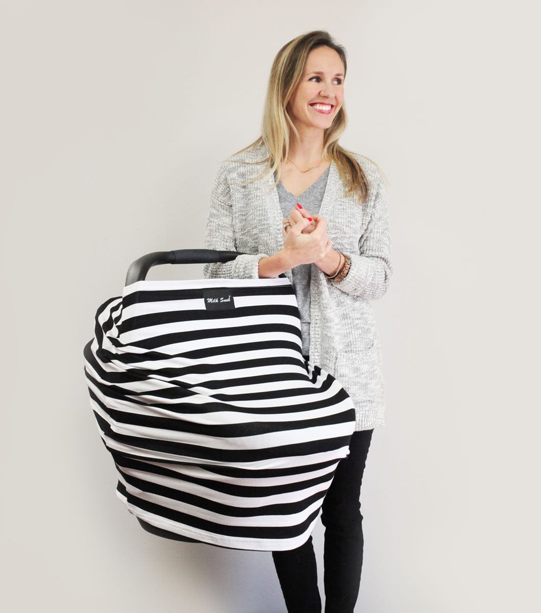 Milk Snob Infant Car Seat & Nursing Cover - Black/White - MS-BWSTRIPE