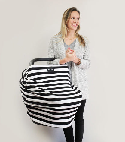 Milk Snob Infant Car Seat & Nursing Cover - Black/White - MS-BWSTRIPE