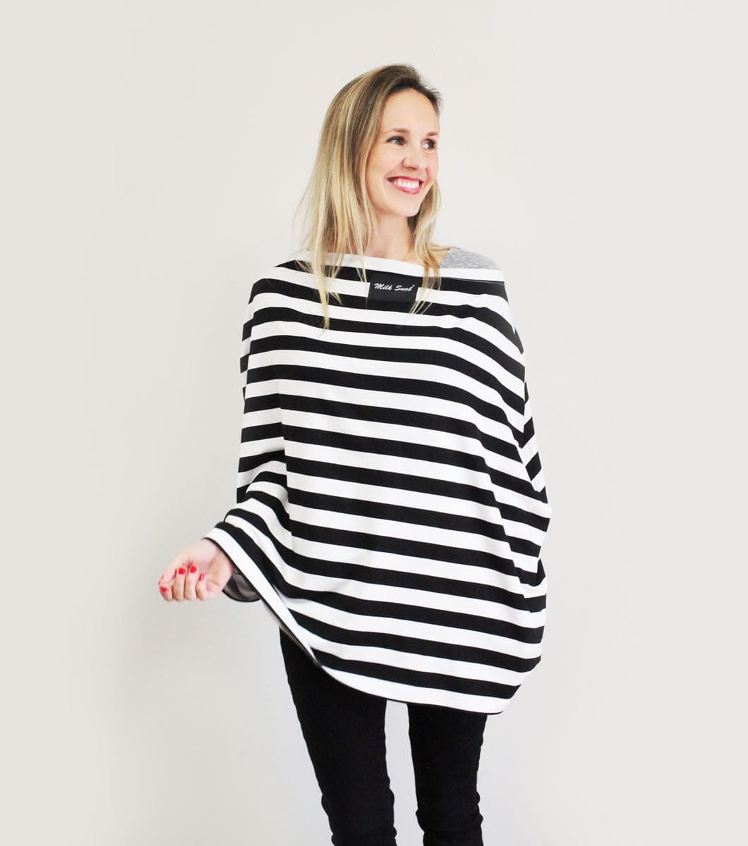 Milk Snob Infant Car Seat & Nursing Cover - Black/White - MS-BWSTRIPE