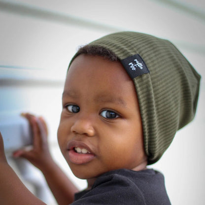 millie+roo Rib Beanie - Olive, Medium (18M-4Y) - MR-B-OR-M