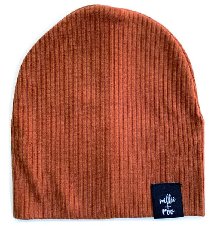 millie+roo Rib Beanie - Rust, Medium (18M-4Y) - MR-B-R-M