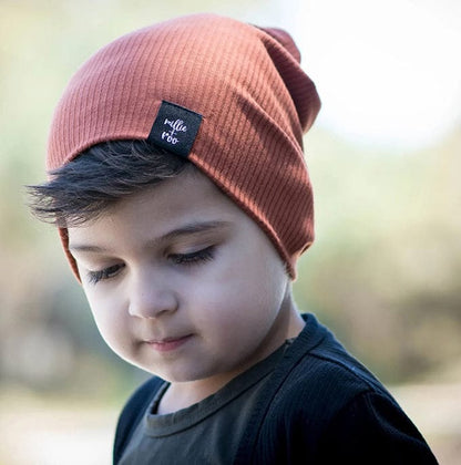 millie+roo Rib Beanie - Rust, Medium (18M-4Y) - MR-B-R-M