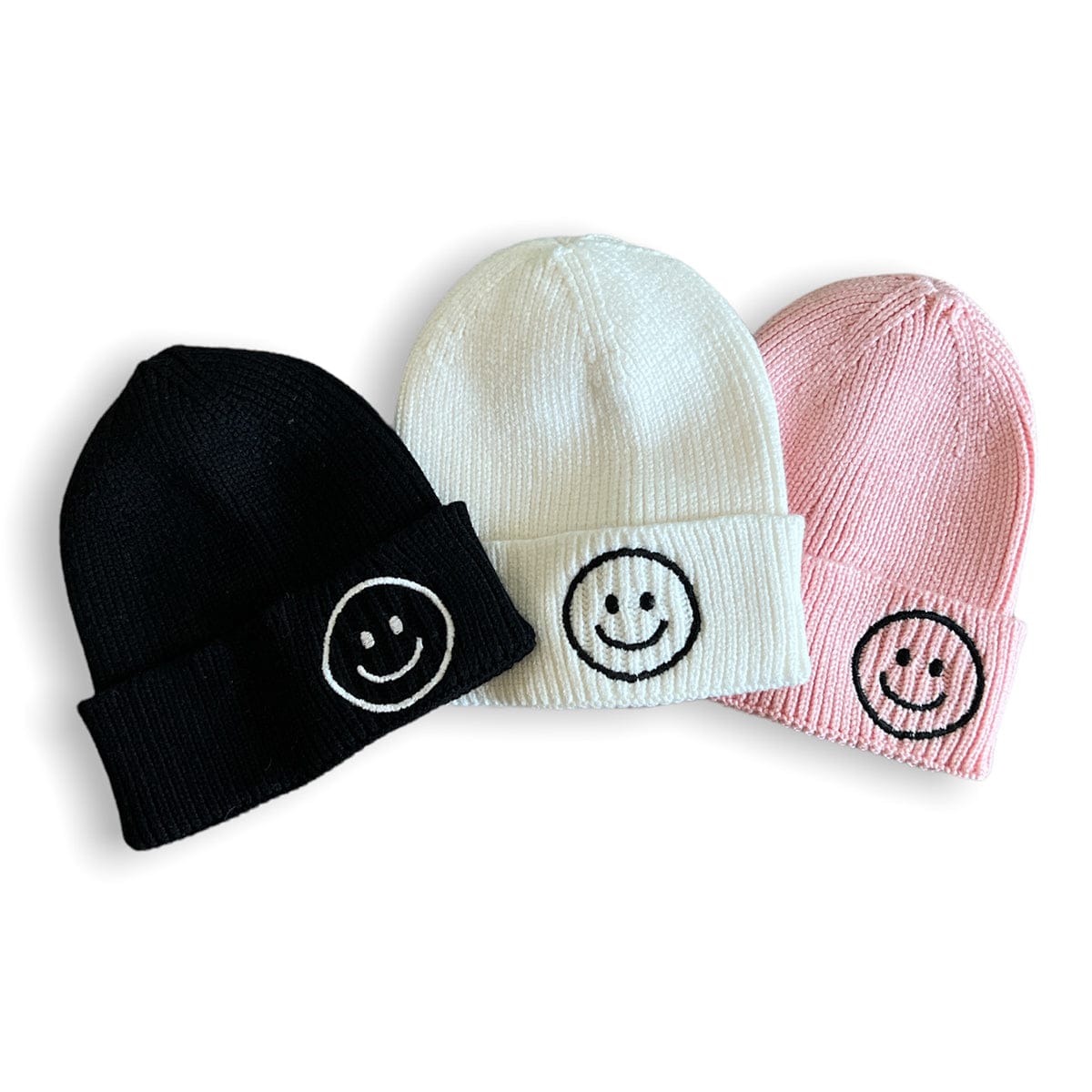 millie+roo Smile Rib Knit Beanie - Rose (0-1Y) - SM-B-R