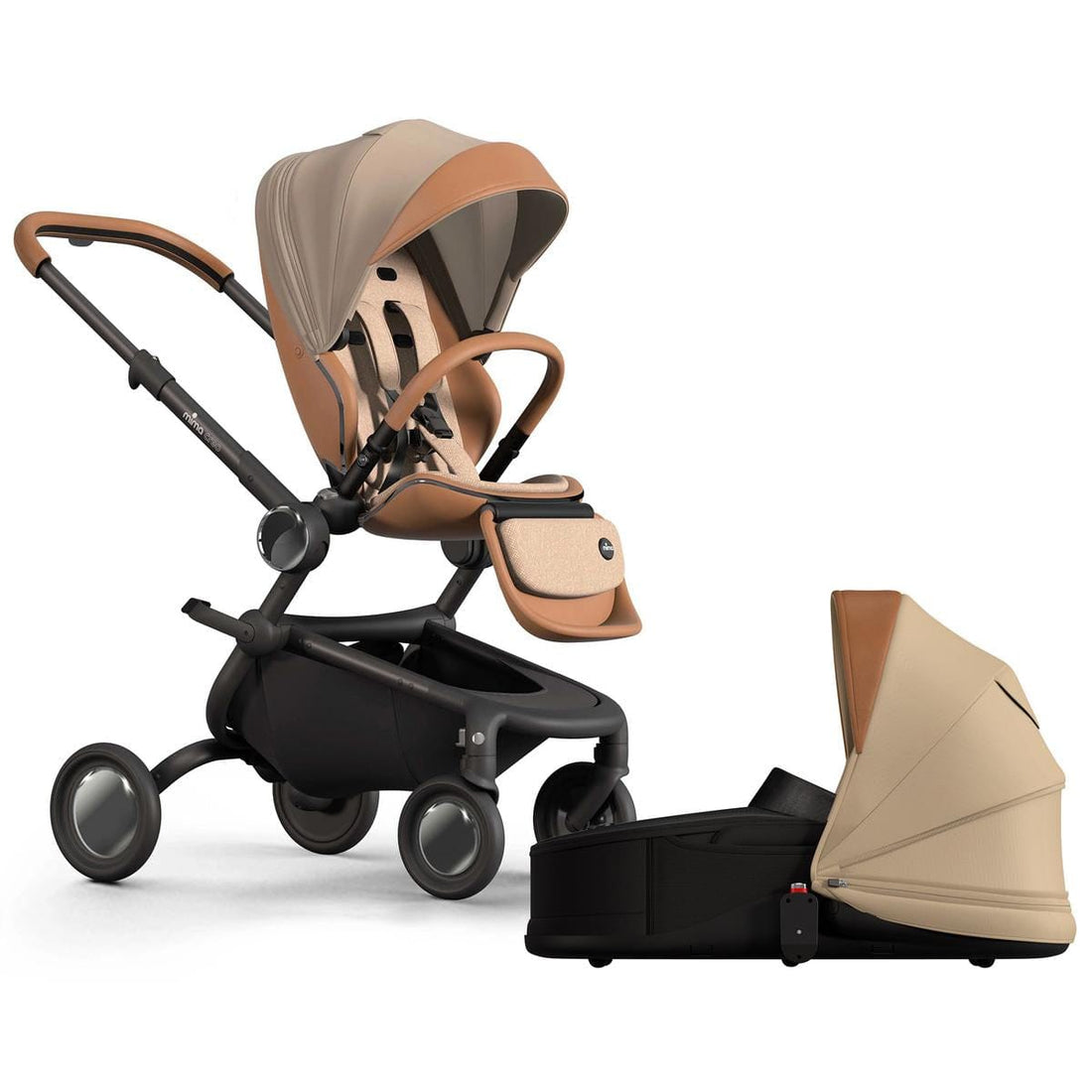 Mima Creo Stroller + Bassinet Bundle - Mocha Cream / Black - A513-01611CM-AS501110-01