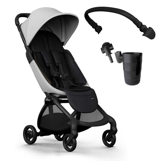 Mima Miro Compact Stroller + Bumper Bar + Cup Holder - White - A702007-B