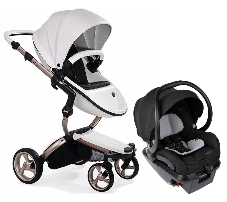 Mima Xari 4G + Maxi Cosi Mico XP Max Travel System Bundle - Rose Gold - Snow White / Black / Essential Black - TRVL-A116-03-SW-BLK-IC337FNA