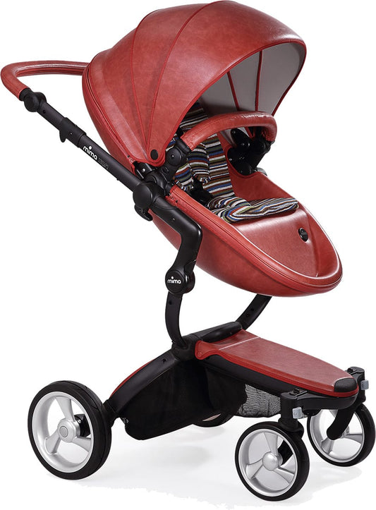 Mima Xari Complete Stroller, Black - Sicilian Red / Autumn Stripe - A112-02-BSRAS