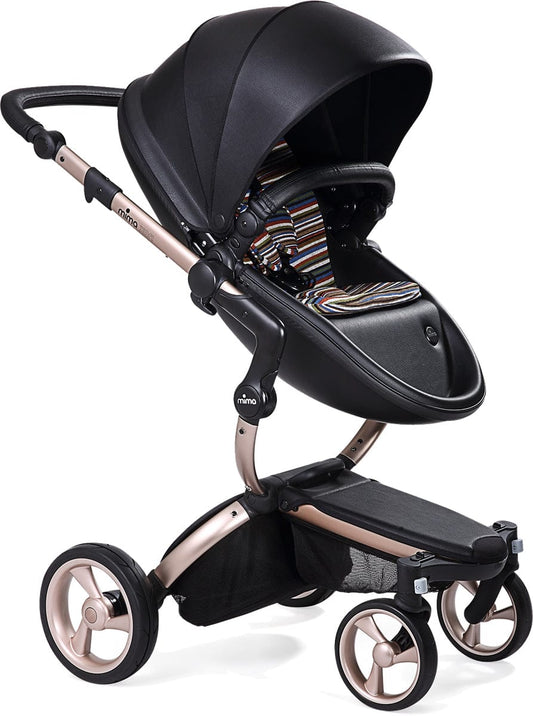Mima 2019 Xari Complete Stroller, Rose Gold - Black / Autumn Stripes - A112-03-RGBAS