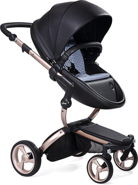 Mima 2019 Xari Complete Stroller, Rose Gold - Black / Retro Blue - A112-03-RGBRB