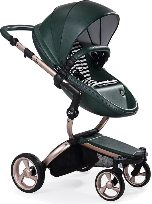 Mima 2019 Xari Complete Stroller, Rose Gold - British Green / Black & White - A112-03-RGBGBW