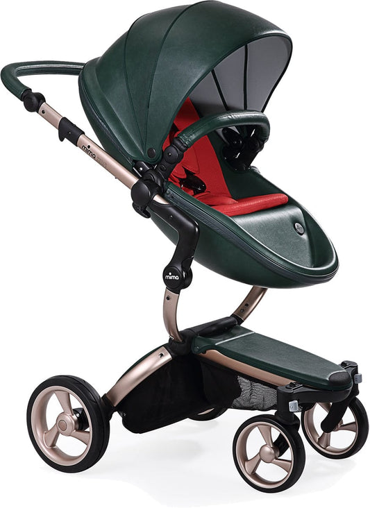 Mima 2019 Xari Complete Stroller, Rose Gold - British Green / Ruby Red - A112-03-RGBGR