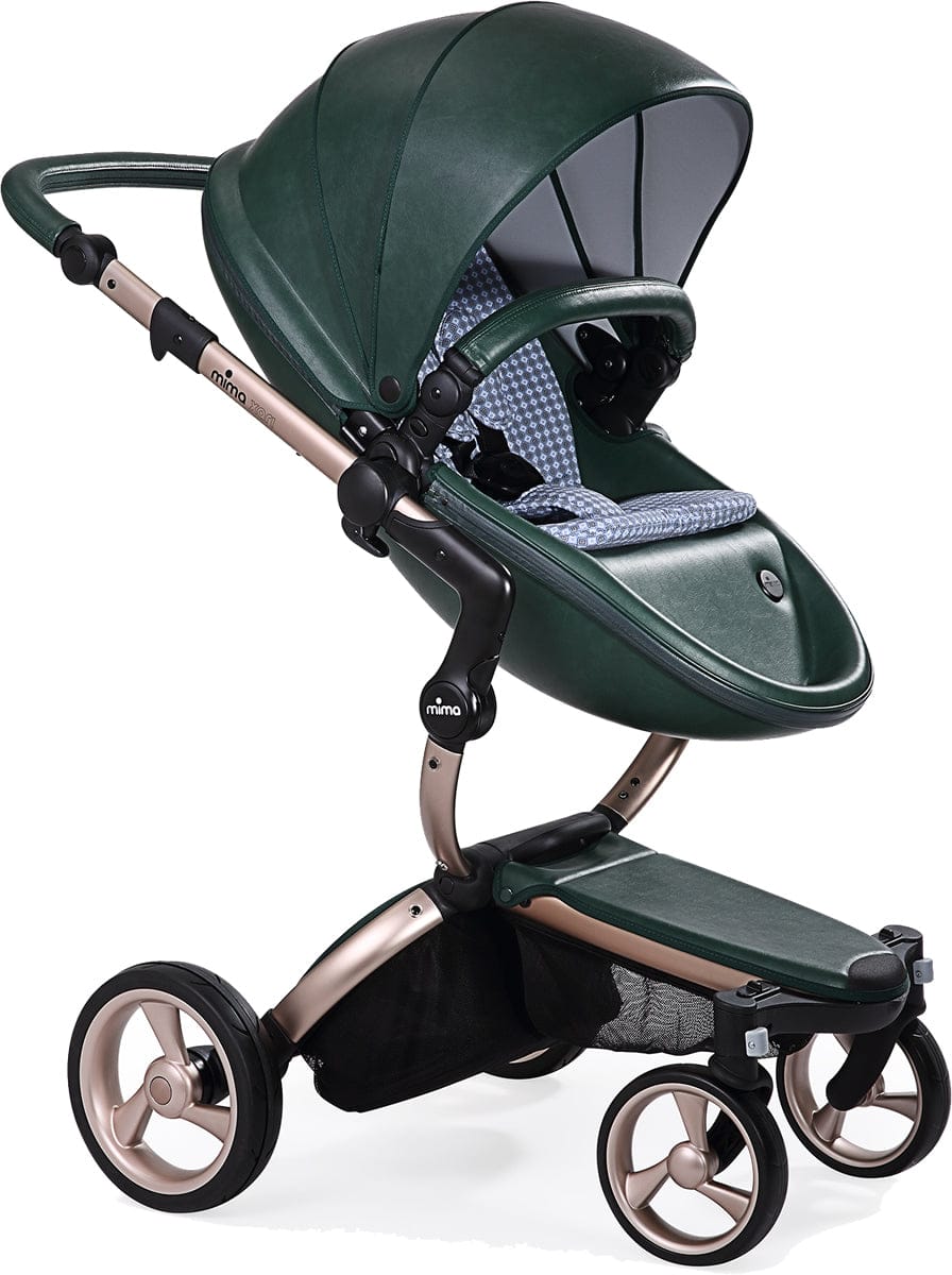 Mima 2019 Xari Complete Stroller, Rose Gold - British Green / Retro Blue - A112-03-RGBGRB