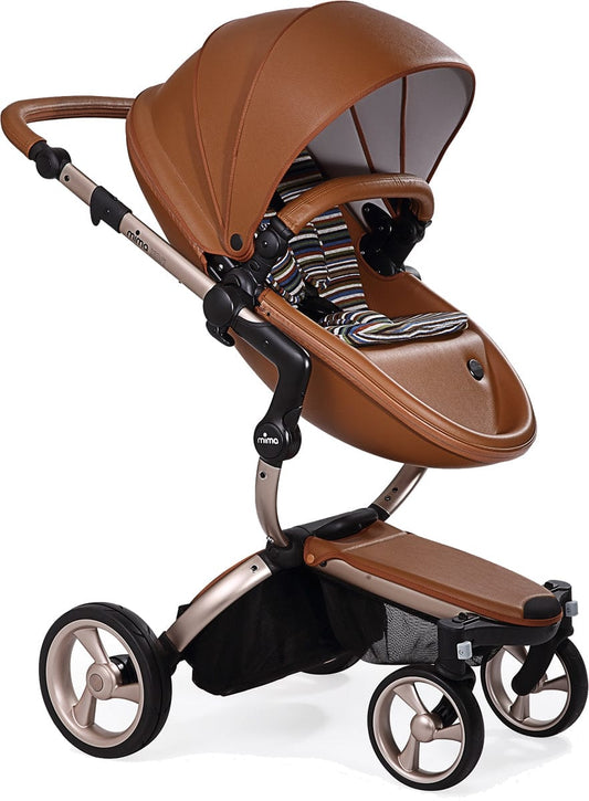 Mima 2019 Xari Complete Stroller, Rose Gold - Camel / Autumn Stripes - A112-03-RGCAS