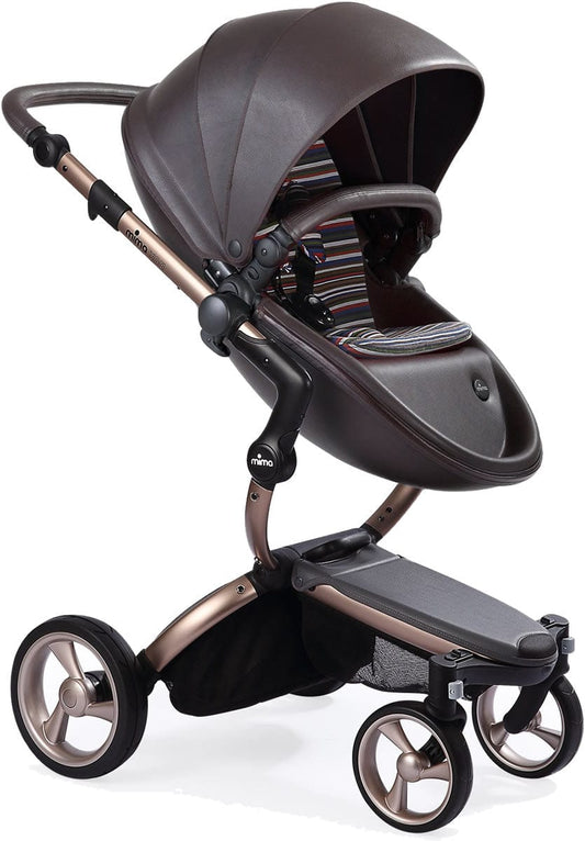 Mima 2019 Xari Complete Stroller, Rose Gold - Chocolate Brown / Autumn Stripes - A112-03-RGCBAS