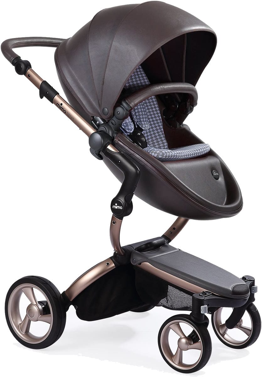 Mima 2019 Xari Complete Stroller, Rose Gold - Chocolate Brown / Retro Blue - A112-03-RGCBRB
