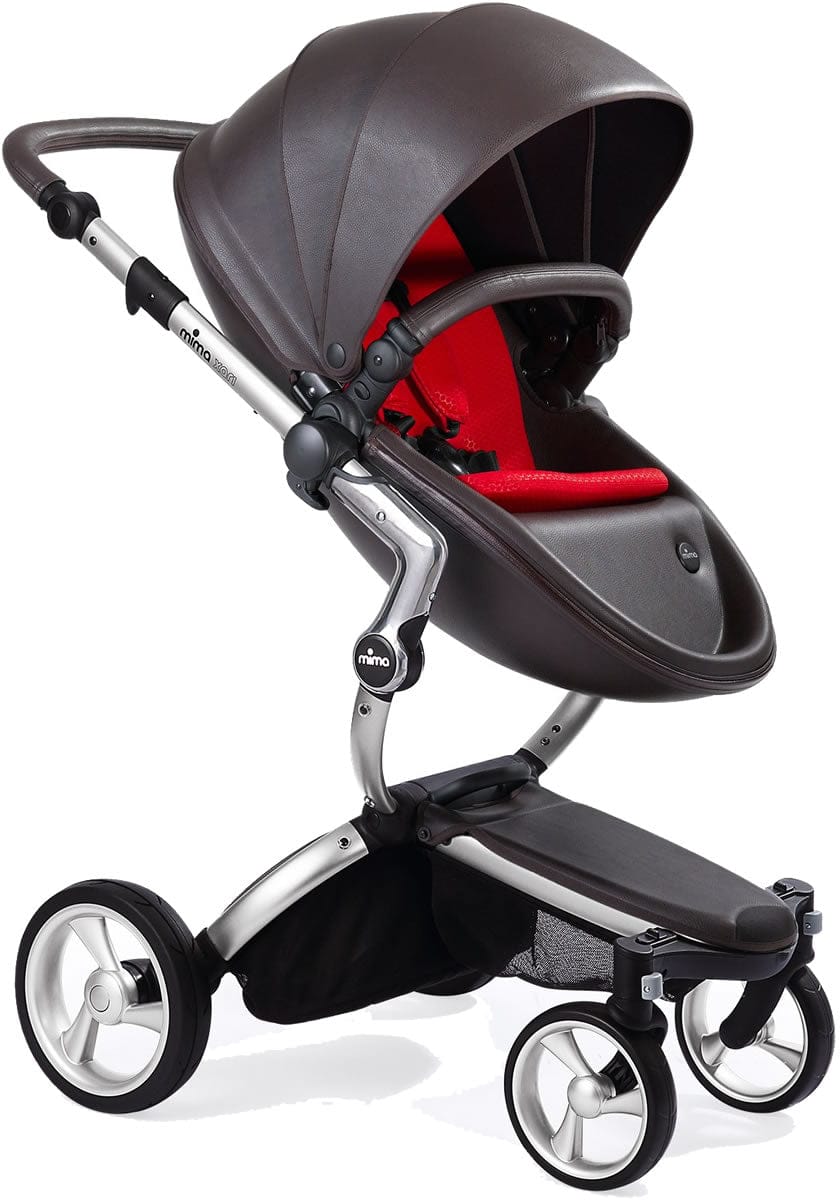 Mima Xari Complete Stroller, Silver - Chocolate Brown / Ruby Red