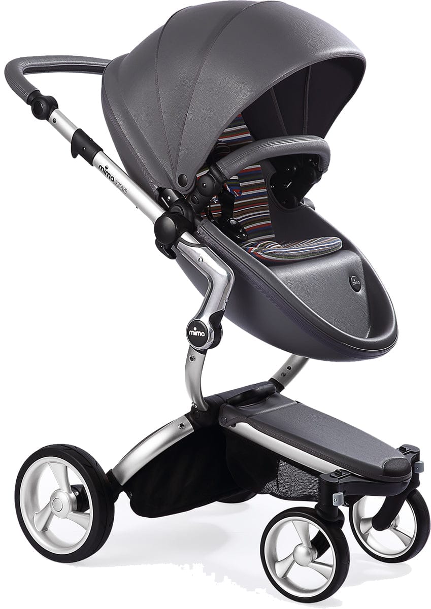 Mima Xari Complete Stroller, Silver - Cool Grey / Autumn Stripes - A112-01-SCGAS