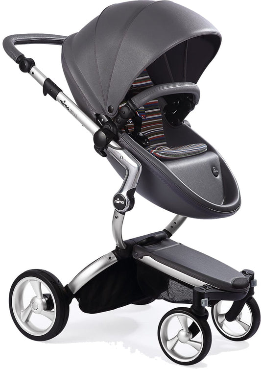 Mima Xari Complete Stroller, Silver - Cool Grey / Autumn Stripes - A112-01-SCGAS