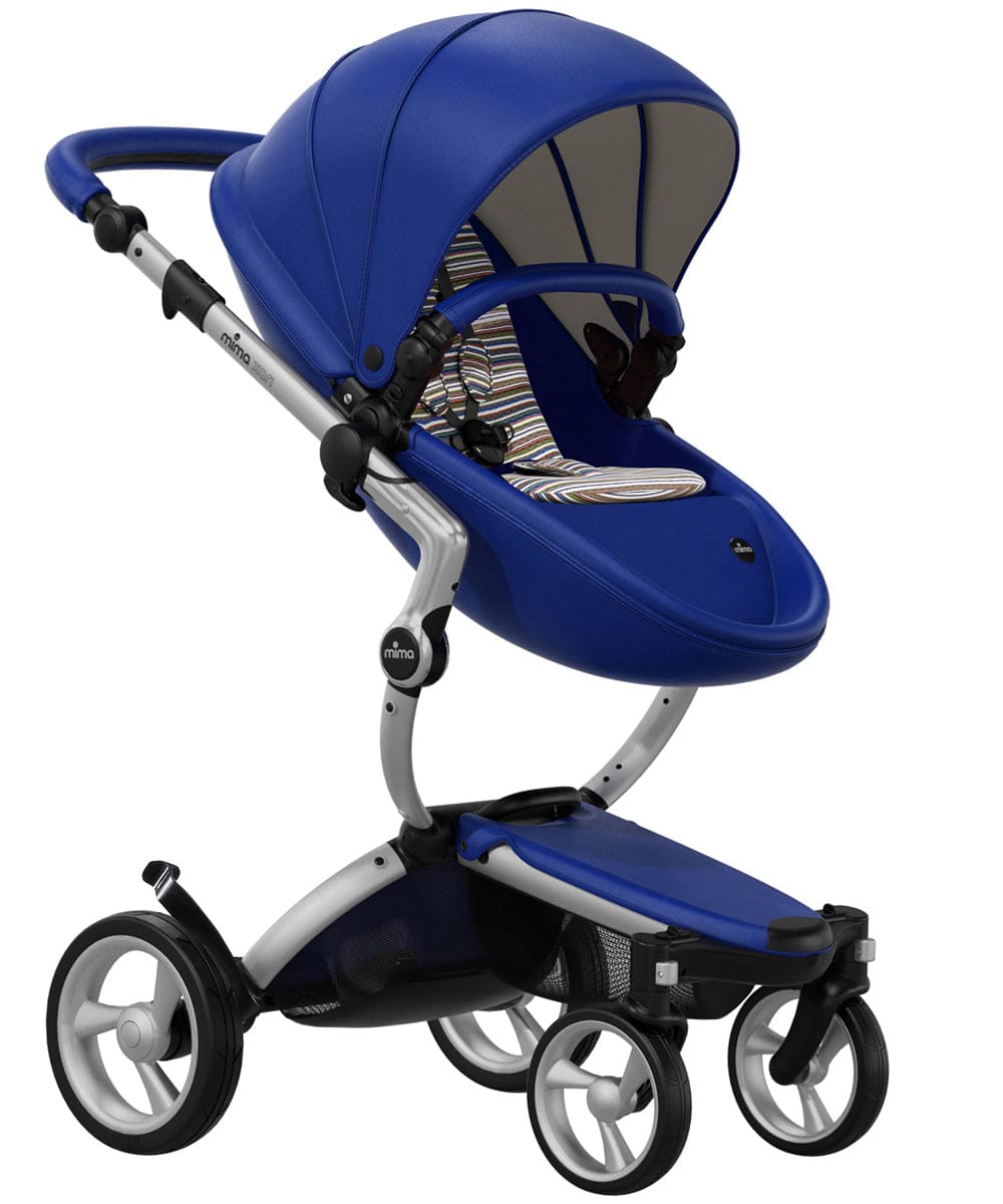 Mima Xari Complete Stroller, Silver - Royal Blue / Autumn Stripes - A112-01-SRBAS