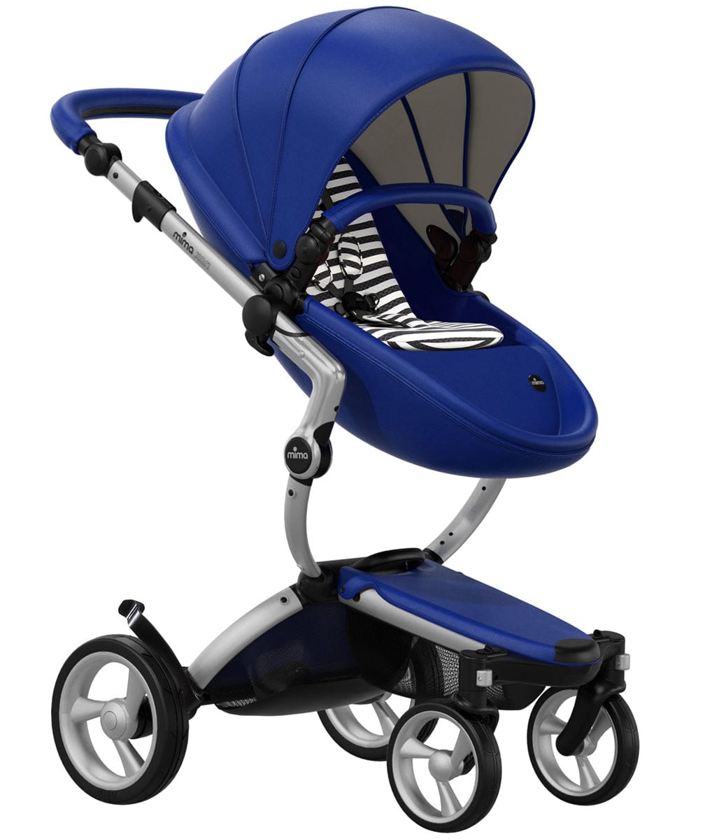 Mima Xari Complete Stroller, Silver - Royal Blue / Black & White - A115-01880BW