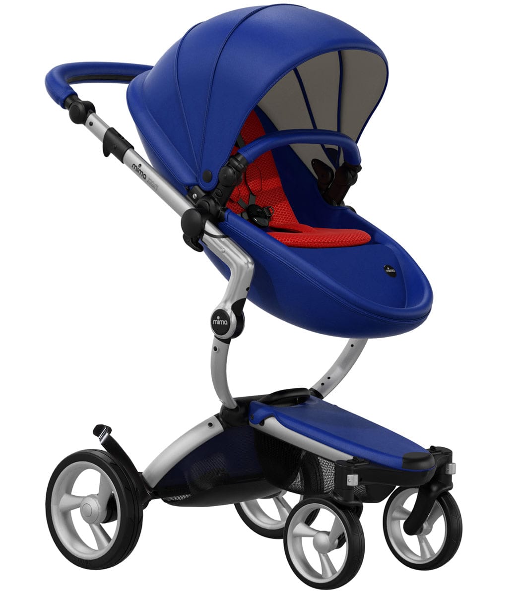 Mima Xari Complete Stroller, Silver - Royal Blue / Ruby Red - A112-01-SRBR