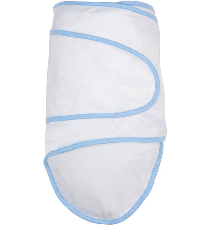 Miracle Blanket Swaddle - White with Blue Trim - 6.89077E+11