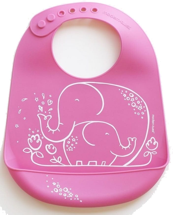Modern-Twist Bucket Bib - Elephant Hugs Pink