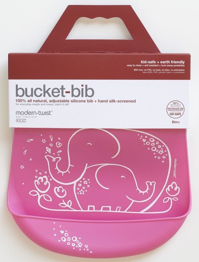 Modern-Twist Bucket Bib - Elephant Hugs Pink