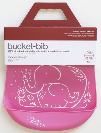 Modern-Twist Bucket Bib - Elephant Hugs Pink