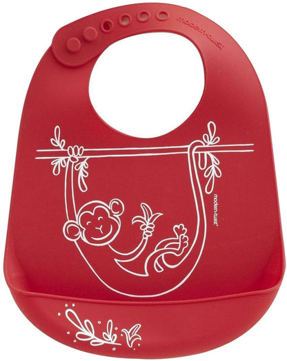 Modern-Twist Bucket Bib - Monkey Business Red