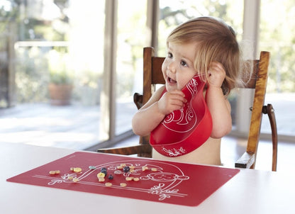 Modern-Twist Bucket Bib - Monkey Business Red