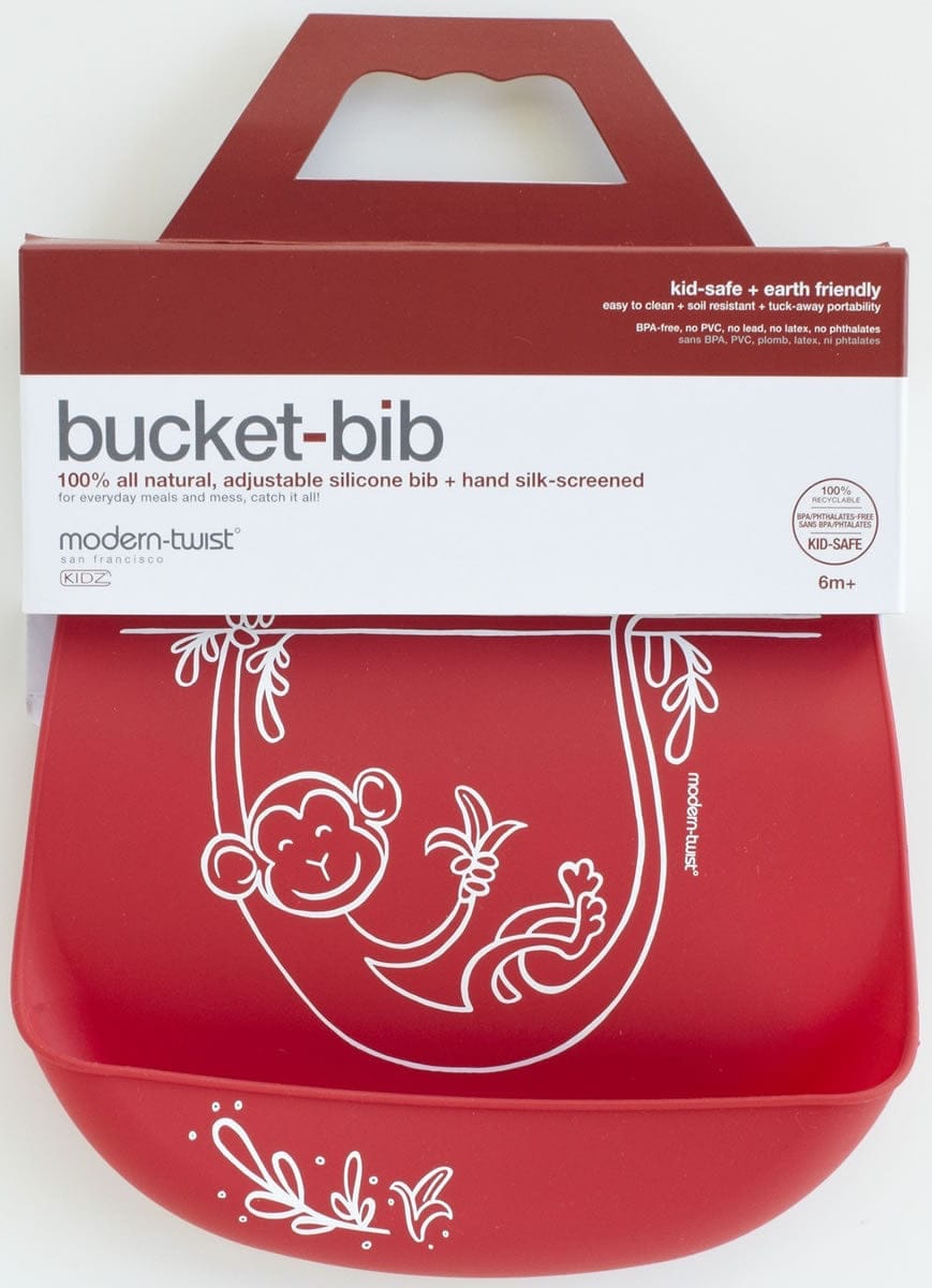 Modern-Twist Bucket Bib - Monkey Business Red