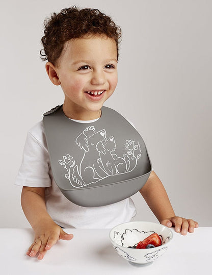 Modern-Twist Bucket Bib - Puppy Love Grey - BB13